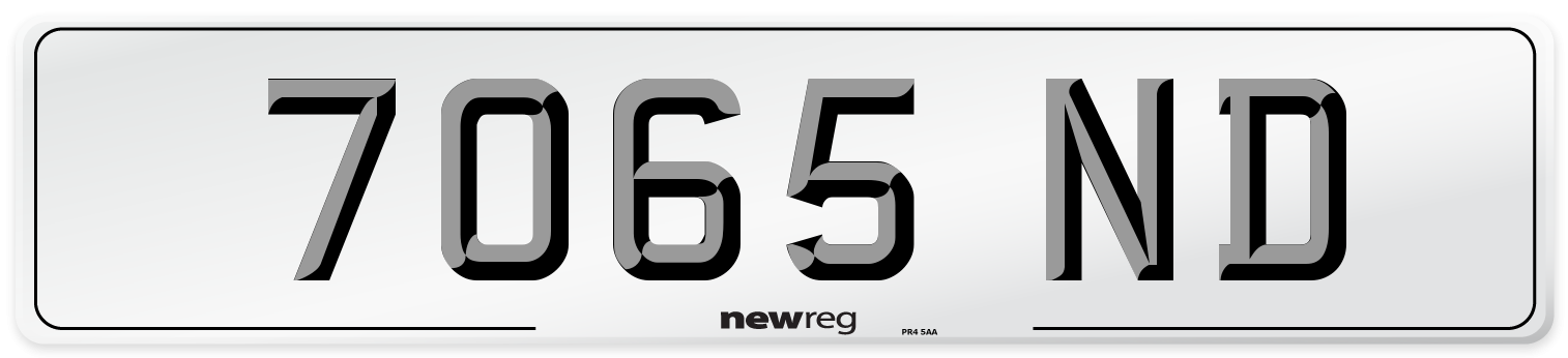 7065 ND Number Plate from New Reg